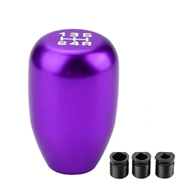 Immagine di Fydun Pomello Cambio Universale, 5 Marce del Manuale con 3 Adattatori 8mM 10mM 12mm Leva per Auto Manopola Ad Alta Sensibilità(Viola)
