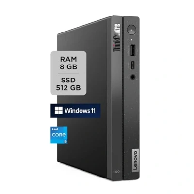 Immagine di Lenovo Mini Pc Desktop ThinkCentre Neo 50q Gen 4, Fisso Ufficio con Windows 11 Pro, Intel Core i5 13420H Computer Compatto RAM 8GB DDR4, 512GB SSD NVMe, Wi Fi 6, Bluetooth 5.1, USB C e HDMI