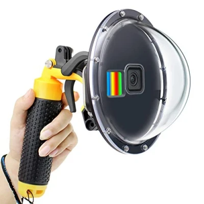 Immagine di GEPULY Dome Port per GoPro Hero 9 10 11 12 Nero Subacquea Impermeabile Diving Housing Case + Floating Hand Grip Trigger Accessori 12/11/10/9 Fotocamera nera