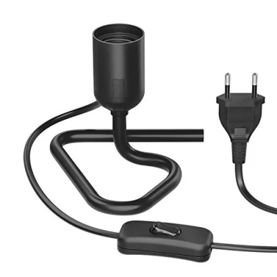 Immagine di ledscom.de lampada da tavolo/Attacco per lampada/Base triangolare TRIN, interruttore, alluminio, nero, 1x E27 max. 60W, d&#039;ambiente, luce lettura, base lampada,