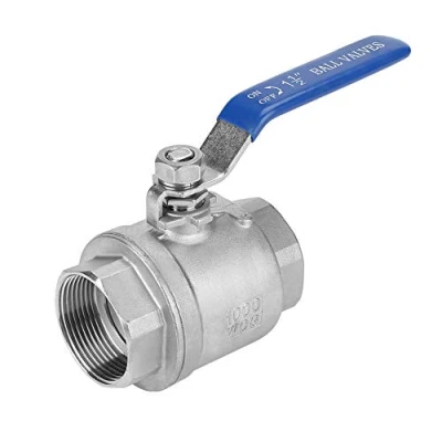 Immagine di Akozon valvola a sfera con filettatura femmina 1 1/2&quot; DN40, in acciaio inox 304, due pezzi, 1000 WOG, manico isolante vinile blu