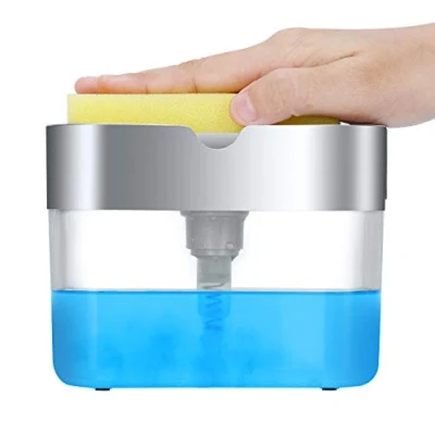 Immagine di Albayrak Dispenser Sapone Liquido Manuale e Detersivo con Contenitore Spugna Piatti, Distributore Portasapone Portaspugna per Lavello Cucina &amp; Casa