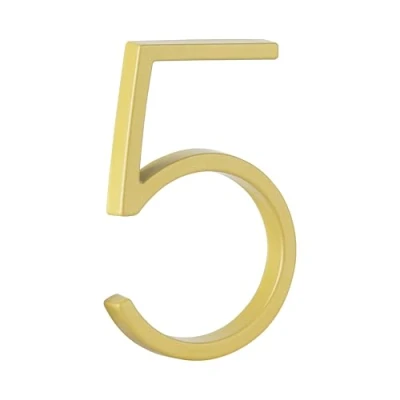 Immagine di HASWARE Targa Con Numero Civico Galleggiante: 5 Pollici (12cm) Moderna Segnaletica Per Porte, Perfetta I Numeri Dell&#039;Indirizzo Di Casa (5, D&#039;oro)