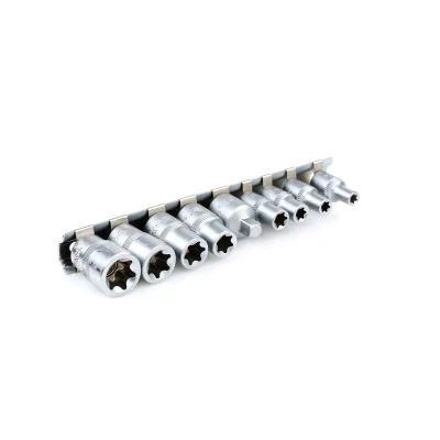 Immagine di YATO YT 0520 Set bussole 9 Torx Acciaio al cromo vanadio 1/4, 3/8