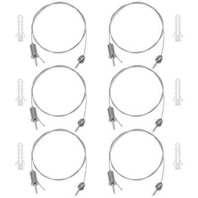 Immagine di GOIYZTTR 6 Pezzi Cavo di Sospensione Regolabile in Acciaio Inossidabile Lampadario Con Accessori per Pannello LED Lampade Sospensione,Cartelloni Pubblicitari