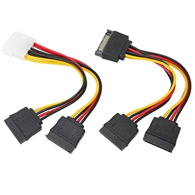 Immagine di ciciglow Cavo di Prolunga Alimentazione SATA, 2 Pezzi per Disco Rigido 4 Pin IDE 15 SATA Maschio a Femmina Adattatore Distributore, Dati HDD