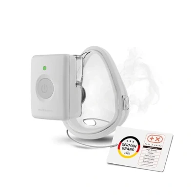 Immagine di medisana IN 700 inalatore con batteria ricaricabile, portatile e senza fili per inalare a mani libere, nebulizzatore tecnologia rete, respiratore boccaglio maschera raffreddore o asma