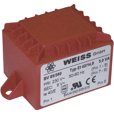 Immagine di Weiss Elektrotechnik 85/361 Trasformatore per PCB 1 x 230 V 9 V/AC 5 VA 556 mA