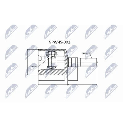 Immagine di NTY NPW IS 002 Kit Giunto Omocinetico Assale anteriore Sx NBR (Nitrile Butadiene Caucciù)