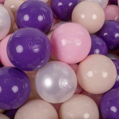 Immagine di KiddyMoon 100 Palline/7Cm Palline Morbide Colorate Per Piscina Bambini Fatto In EU, Beige Pastello/Rosa Chiaro/Perla/Viola