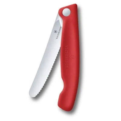 Immagine di Victorinox Swiss Classic Coltello da picnic pieghevole per escursioni, Frutta, verdura, panini, salsicce, Lama seghettata, extra affilata, Rosso