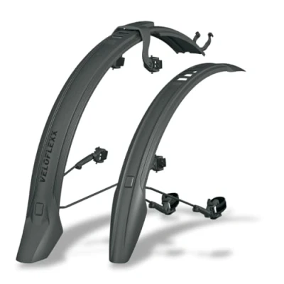 Immagine di SKS Germany VELOFLEXX Set 65 di parafanghi con Adattatore per Telaio Regolabile in inclinazione (in plastica ad Alte Prestazioni Resistente, da Montare su Qualsiasi Forcella Bici), Nero