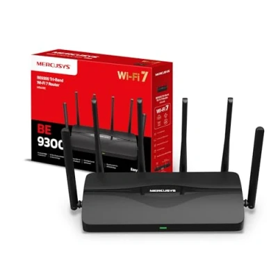 Immagine di MERCUSYS TP Link MR47BE Router WiFi 7 tri band BE9300, 320 MHz, 4K QAM, MLO, 4 Porte da 2,5 Gbps, Banda 6 GHz, Beamforming, EasyMesh, Antenne ad Alto Guadagno, Configurazione Semplice
