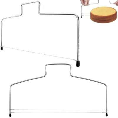 Immagine di 2 Pezzi Ondulation de Fil D&#039;acier torta Taglierina Set, Affettatrice per Tagliare la di Compleanno, Taglia Torte Dividere pasta e Gli Spaghetti（Linea Doppia Linea Singola）
