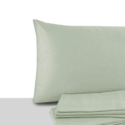 Immagine di Giovanni Dolcinotti Set 2 Federe Cuscino Letto Matrimoniale e Singolo 40x60 cm 100% Cotone Made in Italy Colore Bamboo