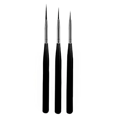 Immagine di luoshaPUCY 3 Pezzi Pennelli per Unghie, Nail Art, pennello Sottile Art Set Disegnare Linee Fini Attrezzo(Nero)