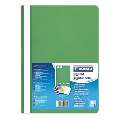 Immagine di Donau 1702001PL 06 Cartellina Portadocumenti in plastica A4, 120/180 µm, con Coperchio Trasparente, per Ufficio e Scuola, capacità: Circa 200 Fogli, 10 Pezzi, Colore: Verde