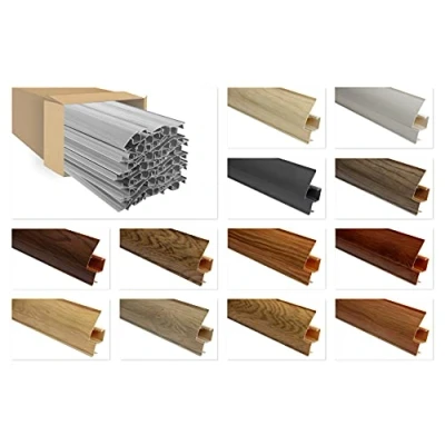 Immagine di LEMAL, battiscopa in PVC con passacavi da 65 x 23 mm (20 metri, 8651, effetto legno di rovere), modanature a listello per tappeti