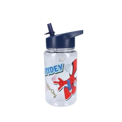 Immagine di My sweety pop Borraccia da ragazzo spidey trasparente in plastica per bambini asilo scuola vacanze pasto 12 cm 450 ml idratazione idea regalo (Spidey trasparente/blu)