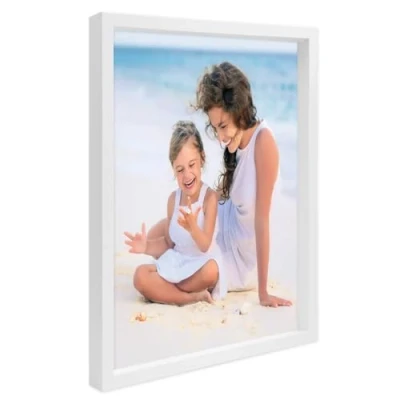 Immagine di PHOTOLINI 3D cornice 50x70 cm bianco, profonda, per oggetti fino a 3 di profondità, legno MDF con vetro perfetta il fai da te e come regalo