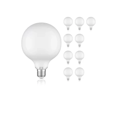 Immagine di ledscom.de 10 pezzi lampadina LED E27, G125, bianco caldo (2700 K), 6,2 W, 845lm, vetro smerigliato extra opaco