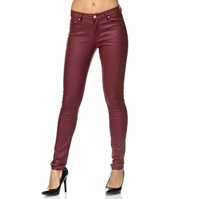 Immagine di Elara Pantaloni Donna Similpelle Effetto Push Up Chunkyrayan Rosso E621 Red 50 (5XL)