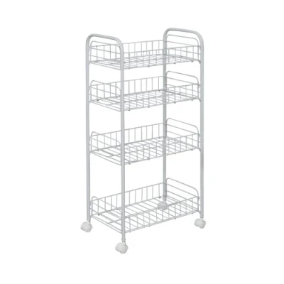 Immagine di Iris Ohyama, Carrello, Credenza, Vassoio, Contenitore, 4 livelli, Su rotelle, Grande capacità, Ristorante, Cucina, Hotel Mesh Cart DMC Bianco