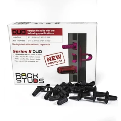 Immagine di Rackstuds DUO50 1RU Serie II Supporto Montaggio Rack Soluzione Sicura e Semplice Sostituzione Dado Gabbia Vite Strumenti per Rete 50 Pezzi Versione Universale