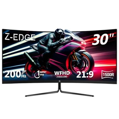 Immagine di Z Edge Monitor Gaming Curvo 30&#039;&#039; 200 Hz, 1ms MPRT, 2560x1080, FreeSync, Schermo PC Ultra wide 21:9, Inclinazione Regolabile, Mirino, 1500R, 2xHDMI2.0 &amp; 2xDP1.4, RGB, VESA 75 * 75mm (DP Cavo Incluso)