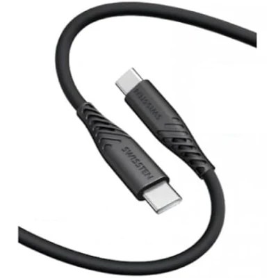 Immagine di Swissten Cavo USB C/USB C in morbido silicone di ricarica e per il trasferimento dati Supporta la rapida fino a 60 W 1,5 m Nero