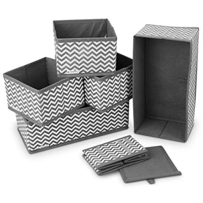Immagine di Navaris Set 6x Scatole Organizer Organizzatori Armadi Pieghevoli Salvaspazio Scatola Organizzatore Interni Armadio Contenitore Ordinett Biancheria