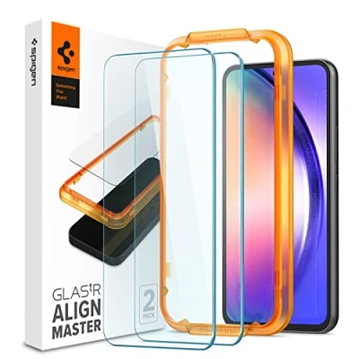 Immagine di Spigen AlignMaster Vetro Temperato compatibile con Samsung Galaxy A54 5G, 2 Pezzi, Installazione Semplice Cornice di Allineamento, Cristallino, Durezza 9H Pellicola prottetiva