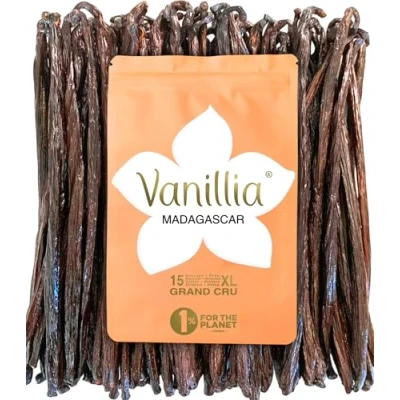 Immagine di VANILLIA 15 Baccelli di Vaniglia Bourbon Madagascar Gran Selezione del 2024 Baccello XL 15/18cm Sacchetto FreshZIP