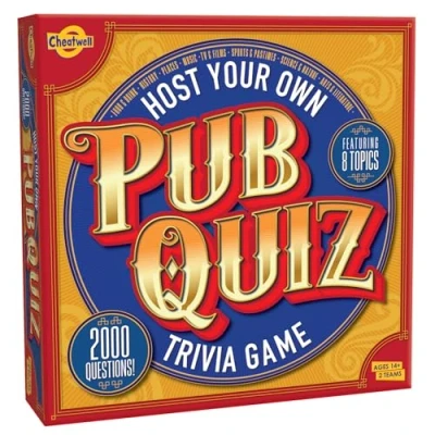 Immagine di Cheatwell Games Host Your Own Pub quiz 2000 domande scritte per i quizzer britannici con grafico punteggio, blocchi di risposta e matite, età 14+