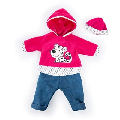 Immagine di Bayer Design bambole 40 46cm, pantaloni, top e cappello, set, vestito con leopardo, Colore rosa, bianco, jeans, 84678AA