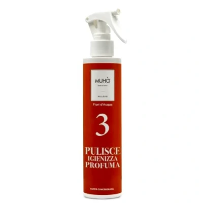 Immagine di MUHA&#039; Spray Multiuso, Pulisce Igienizza, Profuma Qualsiasi Ambiente, Annulla gli Odori, Fragranza Fiori di Acqua, Formato da 200 ml