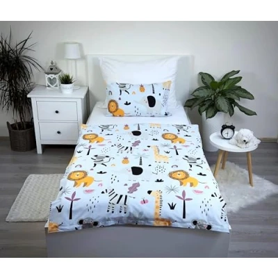 Immagine di Theonoi Biancheria da letto per bambini e bambine, set completo copripiumino 100 x 135 cm federa 40 60 cm, in cotone Öko Tex Standard ragazzi ragazze (animali Safari giungla)