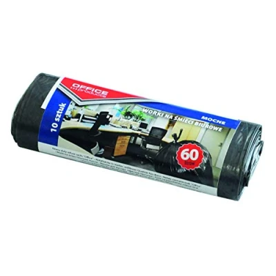 Immagine di Office Products 22021222 05 Sacchetti per la Spazzatura da 60 l, 10 Pezzi/in LDPE Resistente, Ufficio, Colore: Nero, Spessore Pellicola: 19 μm