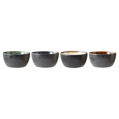 Immagine di BITZ Set di 4 ciotole piccole in gres porcellanato, diametro: 10 cm, altezza 5 nero/multicolore