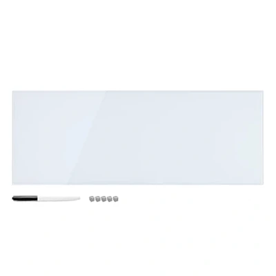 Immagine di Navaris Memo Board Lavagna Magnetica in Vetro Lavagnetta Scrivibile Cancellabile con Pennarelli Calamite Bacheca Appunti Promemoria 80x30cm Bianco