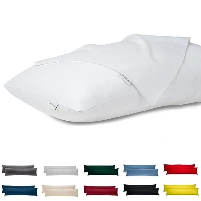 Immagine di Flowen Federe Cuscini Letto Matrimoniale e Divano 40x145 Set 2 Copricuscini 100% Cotone Effetto Seta Tessuto Morbido Anallergico Antiacaro Traspirante Coppia Fodere Rettangolari Lavabili in Lavatrice