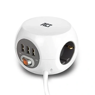Immagine di ACT Ciabatta (PDU) con 3 prese tipo F, porte USB A, 1,5 m AC2405