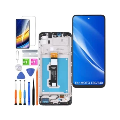 Immagine di HLYGZX Display originale di ricambio per schermo LCD Motorola Moto E30/E40, XT2159 XT2158, touch digitizer Assembly, kit riparazione (nero con cornice)