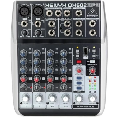 Immagine di BEHRINGER QX602 MP3 XENYX MIXER 6 CANALI LETTORE MP3/USB EFFETTI VOCE KARAOKE REVERBERO/DELAY +48V