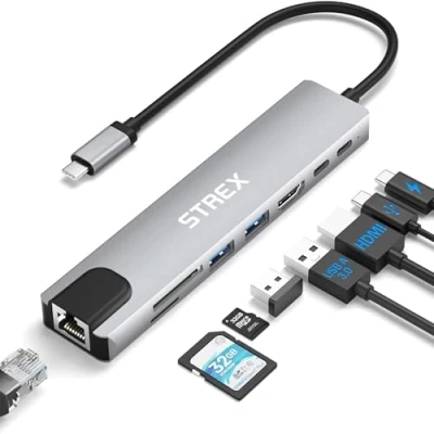 Immagine di Strex 8 in 1 USB C Hub Docking Station Splitter 4K HDMI A Ethernet Micro SD Adatto per laptop, Macbook, Windows