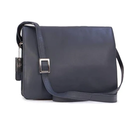 Immagine di VISCONTI Vera Pelle Borsa organiser/Unisex/Borsa Messenger a Tracolla con una cinghia per Lavoro/iPad/Tablet/Borse Tracolla/Borse Spalla 754 Tess BLU SCURO
