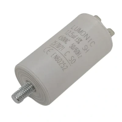 Immagine di Lumonic Condensatore di avviamento con Spina 6,3x0,8mm I 12,5µF 450V 34x65mm 12,5uF motore custodia in plastica