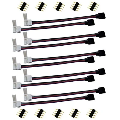 Immagine di LitaElek 10pcs Connettore Nastro LED RGB 4 Pin per 10mm Largo SMD 5050 Strip Collegare Striscia ad un altro 5050/3528/ 2835 o Controller Dimmer, 17cm Lungo
