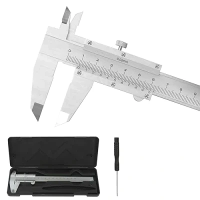 Immagine di Calibro a Corsoio, 150mm in Acciaio Inox, Di Precisione Strumenti Misurazione Analogico per Misurzione Esterna Interna Profondità Argento