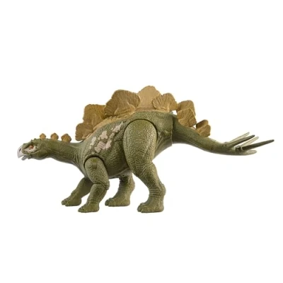 Immagine di Mattel Jurassic World Hesperosauro Ruggito Selvaggio, dinosauro snodato con azione d&#039;attacco specifica e ruggito, gira la rotella attiva il morso, giocattolo per bambini, 4+ anni, HTK69
